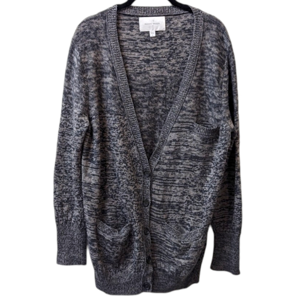 Brochu Walker Halo Wool/Cashmere Blend Cardigan Sweater In Taupe/Gray (L)